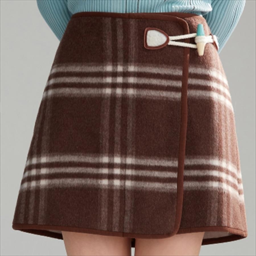 大人可愛いチェック柄身にスカート ハイウェスト Aライン フレア カジュアル シンプル ファスナー 秋冬 お出かけに
