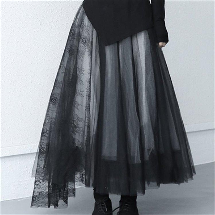 海外輸入 マキシスカート レース チュール生地 レース 重ね着風 透け感 ゆったり 体系カバー エレガント系 きれいめ 秋 その他ボトムス パンツ サイズ M Www Ayacouture Co Uk