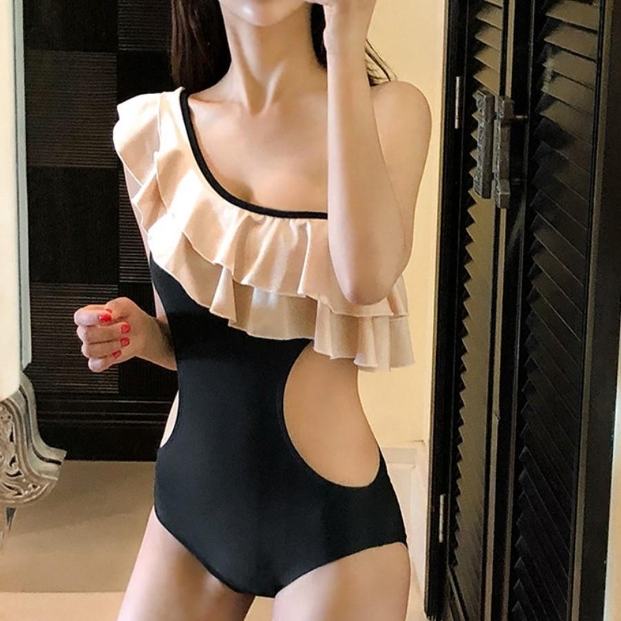 フリルが可愛いワンショルダービキニ モノキニビキニ バイカラ 大人可愛い 体系カバー サイドオープン 夏 プールや海 Sw 0341 街角のカフェテラス 通販 Yahoo ショッピング