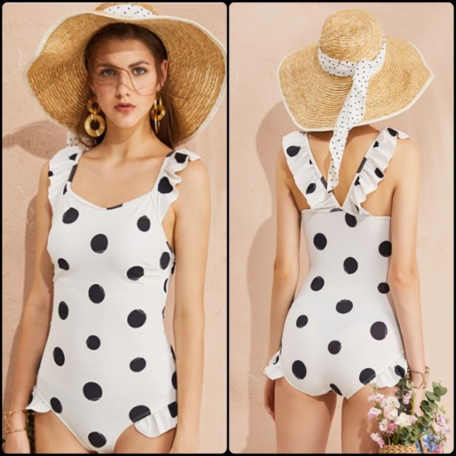楽天市場 大人可愛いドット柄モノキニビキニ フリル 体系カバー カジュアル こなれ感 夏 プールや海に 今月限定 特別大特価 Cepici Gouv Ci