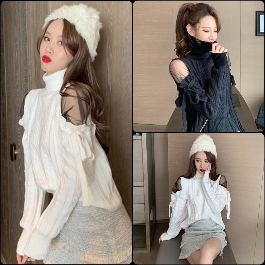 エレガント系 オフショル風ニットセーター リボン メッシュ 無地 きれいめ こなれ感 長袖 冬 お出かけやお呼ばれにも Tp 0534 街角のカフェテラス 通販 Yahoo ショッピング