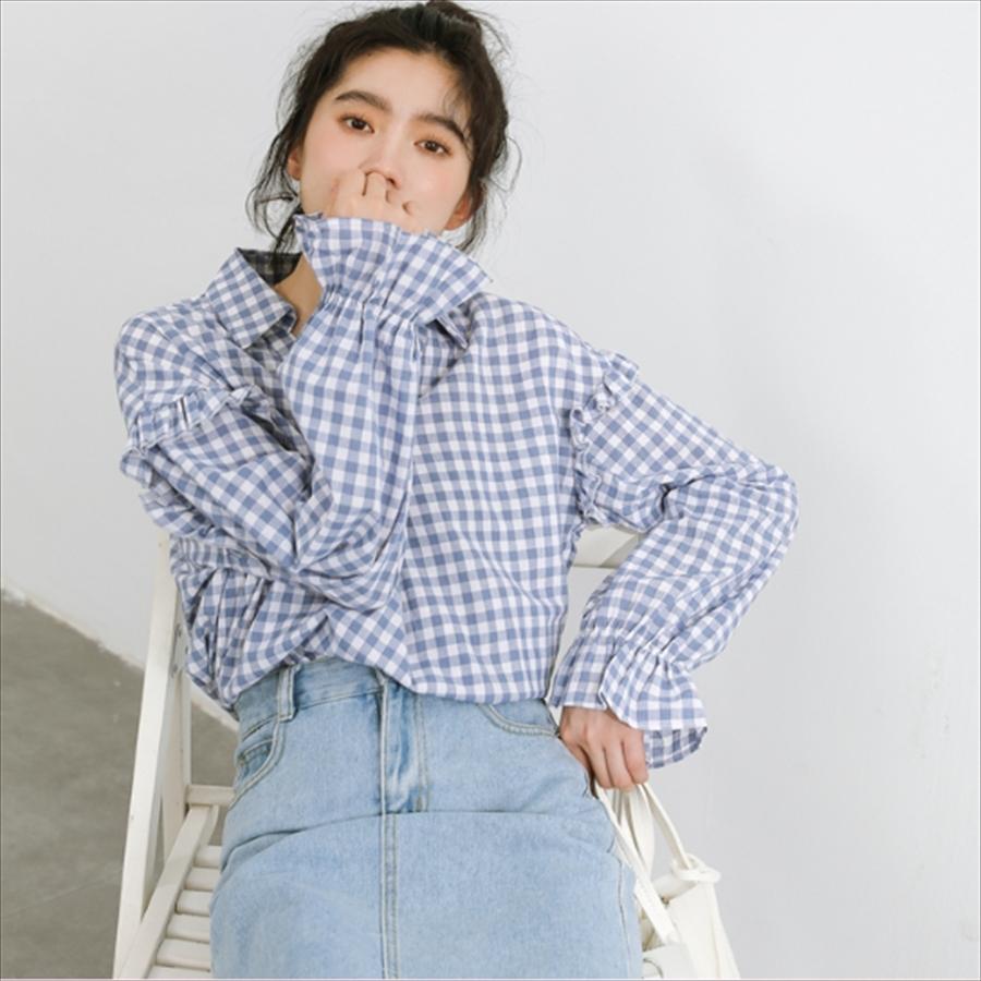 新しいブランド チェック柄長袖ブラウス 大人可愛い お出かけや女子会にも 秋 シンプルデザイン カジュアル系 こなれ感 長袖 Www Brownfarmssod Com