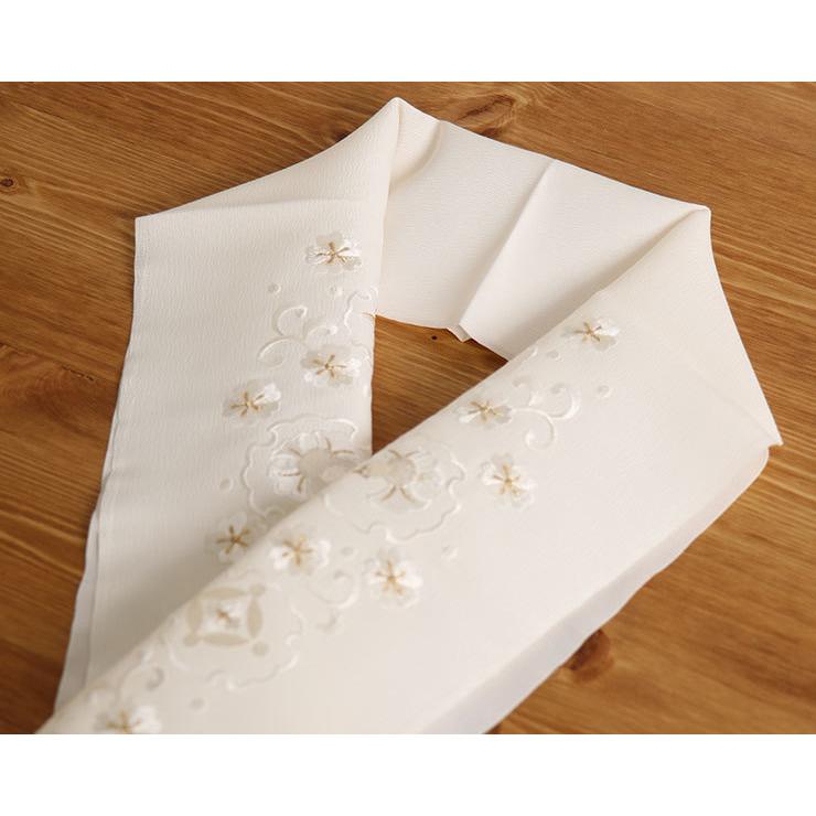 半衿 嵐山よしむら謹製「ちぃと遊ばんせ」刺繍半衿 - 雪輪に唐草桜