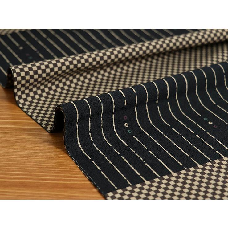 着物 反物 洗える着物 ブロック（縞×市松 KP3020） フルオーダー 袷 単