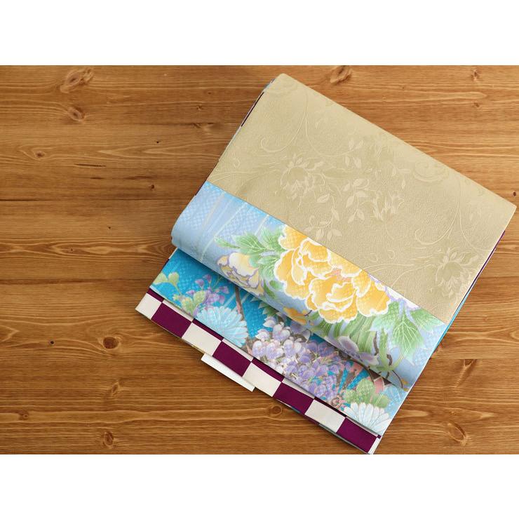 京袋帯 名古屋帯 嵐山よしむら 創作パッチ 表：花車×水玉矢羽根×唐草