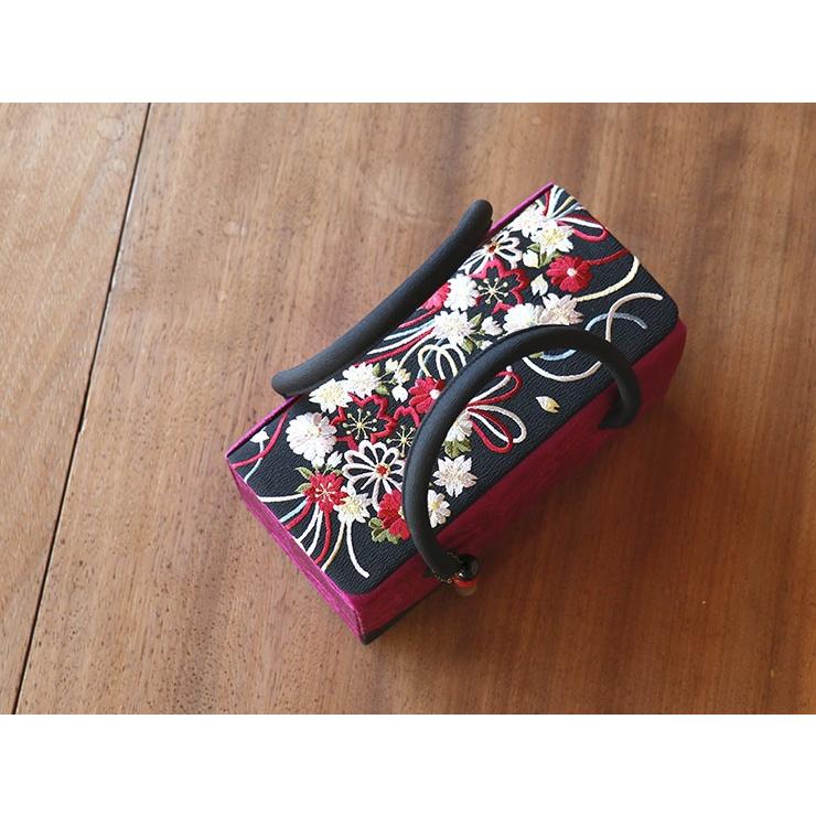 j*i様 桜刺繍の和装用バッグと草履セット 嵐山よしむら」草履バッグセット 桜花薬玉刺繍（ワイン）2点