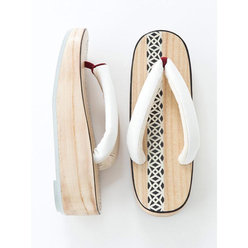 撫松庵 パンチング下駄（オフシロ 100-377-001-03）フリーサイズ 白 黒