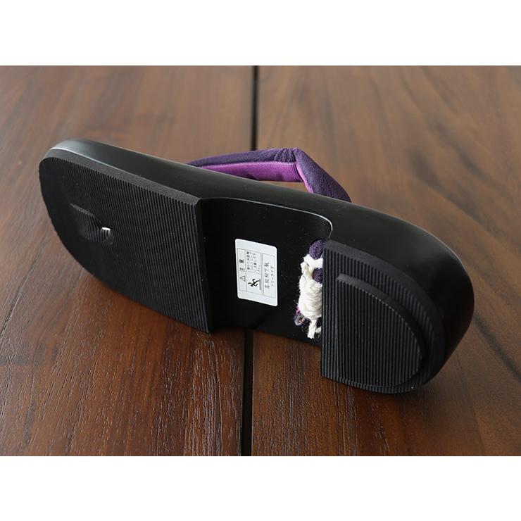 撫松庵 麻の葉右近下駄（濃ムラサキ 69）フリーサイズ 濃紫 黒塗り桐