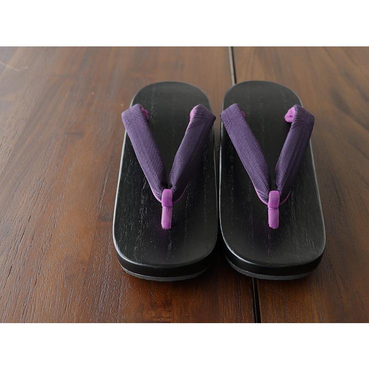 撫松庵 麻の葉右近下駄（濃ムラサキ 69）フリーサイズ 濃紫 黒塗り桐