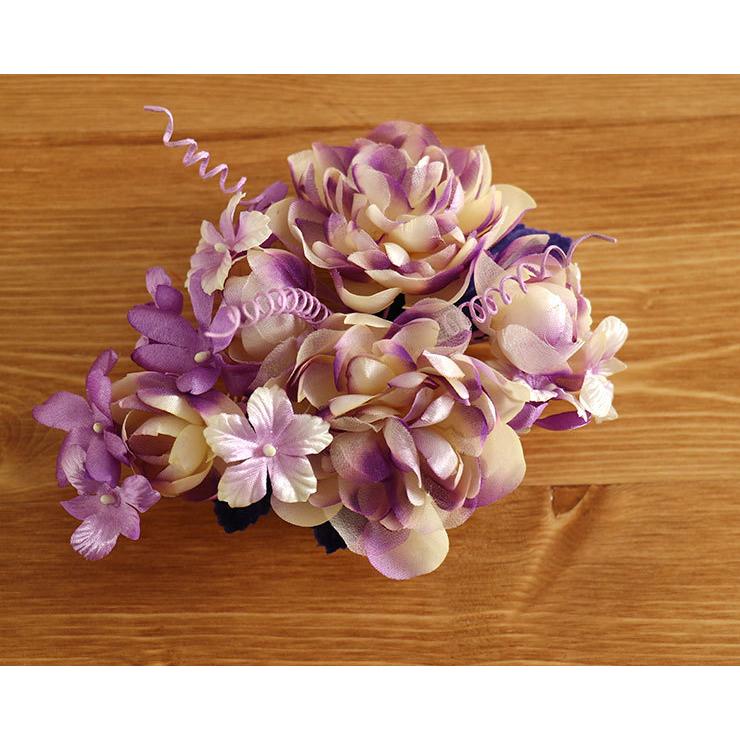 髪飾り コーム 小花ブーケ（ムラサキ 181-004-65）紫 パープル 振袖 袴