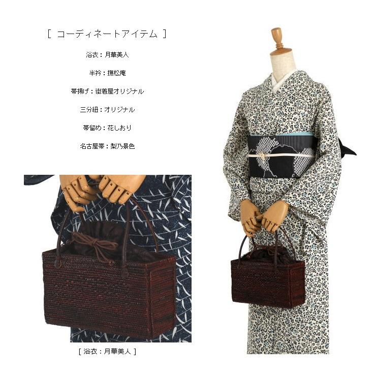 撫松庵/アタ/かごバッグ/ブラック/アーガイル 撫松庵 巾着 カゴバッグ 「撫松庵」夏バッグ アーガイル柄