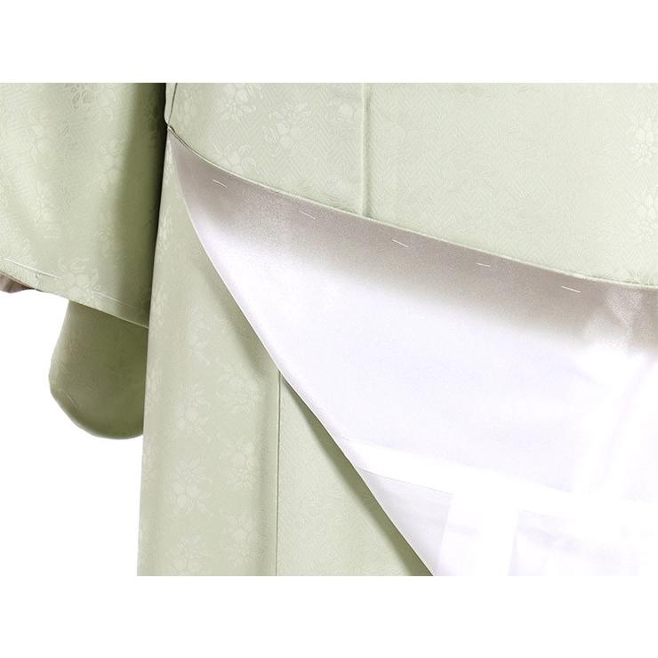 撫松庵 着物 色無地 お仕立て上がり着物(袷) 桃地紋 ウスグリーン 薄緑 