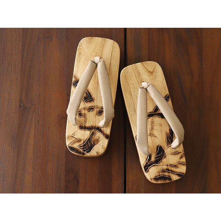 鎌倉彫 右近下駄（虎 鼻緒：薄黄金）タイガー オリジナル 限定