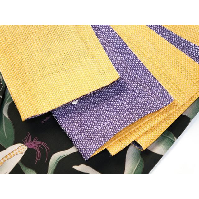 帯 細帯 半巾帯 浴衣 夏きもの 撫松庵 麻リバーシブル 単衣 紬 天然  