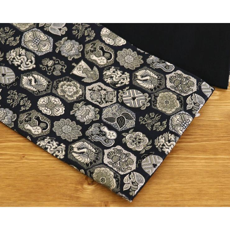 撫松庵 半幅帯 ※美品 撫松庵 細帯 半幅帯 亀甲宝尽くし クロ 108-102-003-88 ブラック