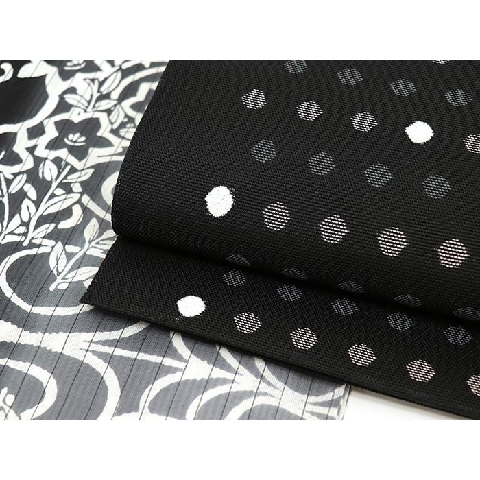 撫松庵 夏・袋なごや帯 すかしモール水玉（クロ 105-306-101-88）黒  