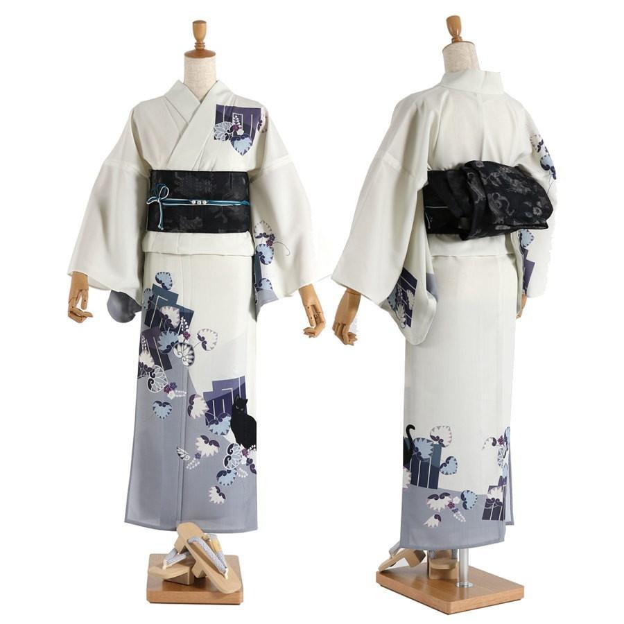 撫松庵 「撫松庵」仕立て上がり洗える浴衣(単品)- 絵羽 葵猫 撫松庵 「撫松庵」仕立て上がり洗える浴衣(単品)- 絵羽 葵猫