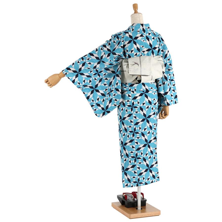 撫松庵 [ 洗える 浴衣 ] 寄木細工（ミズイロ/107-337-031-72）ゆかた