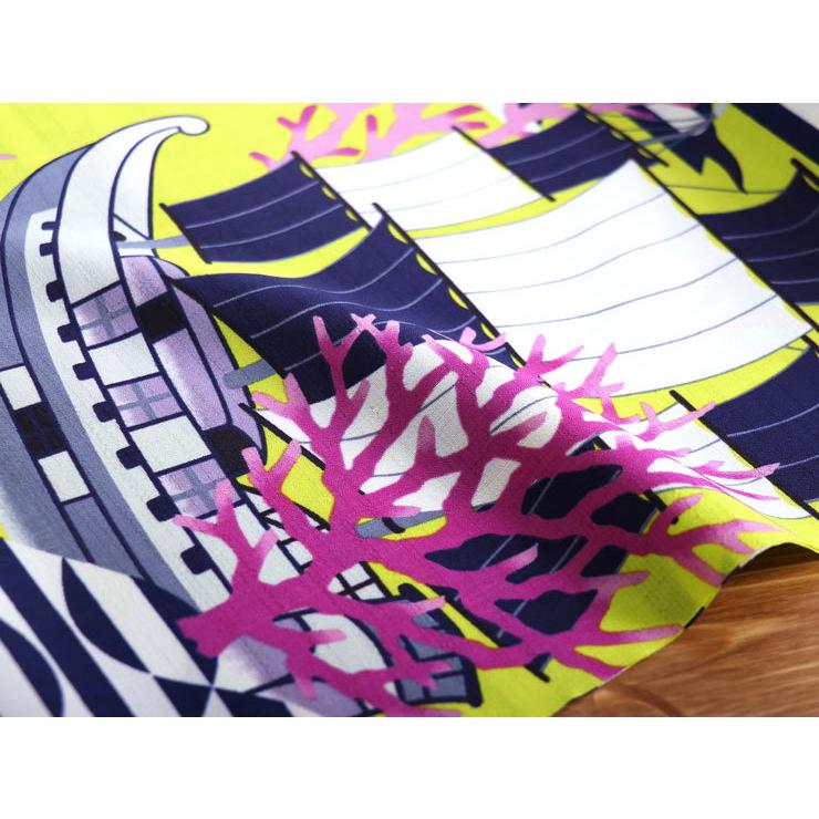 セオα] 浴衣 反物 船とサンゴ（レモンイエロー/105-337-023-14）夏着物