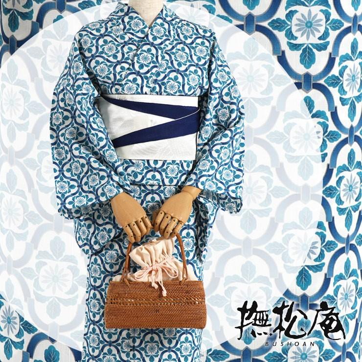撫松庵 浴衣 新作 仕立て上がり 洗える浴衣 単品 染付花(ブルー 撫松庵 浴衣 新作 仕立て上がり 洗える浴衣 単品 染付花(ブルー