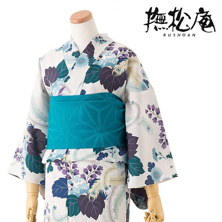 撫松庵 浴衣 仕立て上がり洗える浴衣 -菊桐鳳凰（ベージュ 109