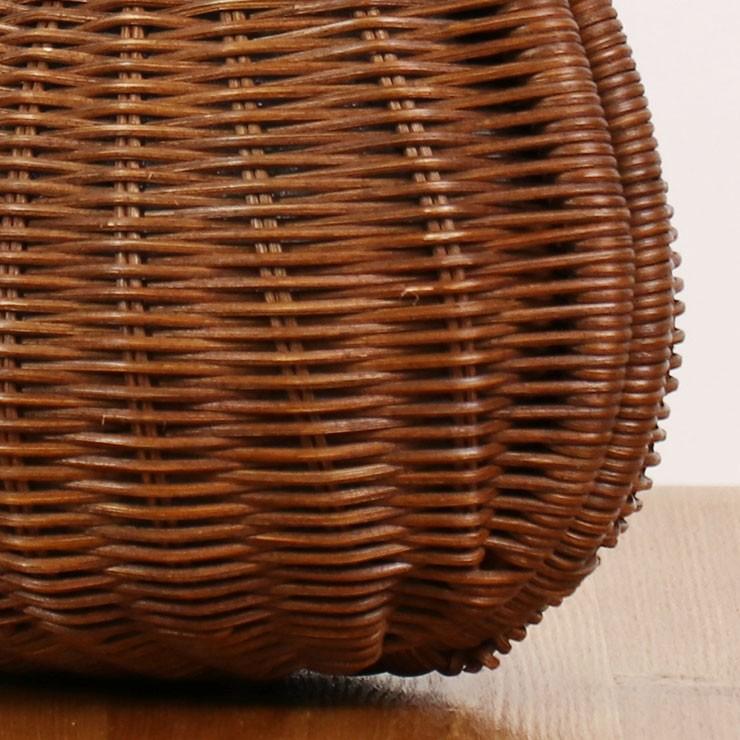 かごバッグ ナチュラル/ブラウン ハンドメイド レザーハンドル 編み込み かごバッグ 大型