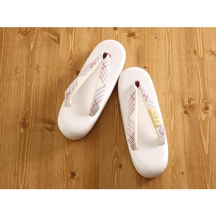 伝統的な赤と白の草履 草履 単品 無地 赤金 前2段 後ろ3段 S M L ゴールド レッド