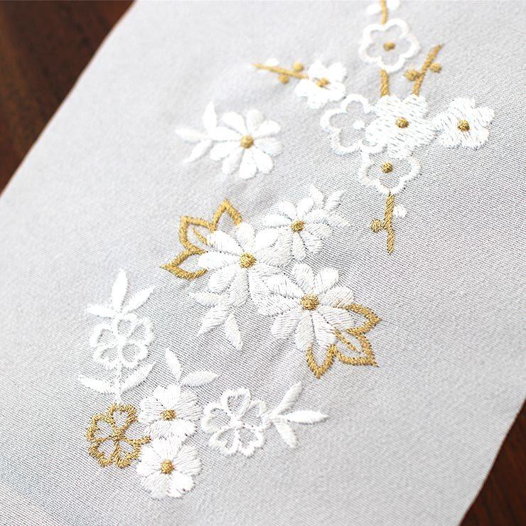 洗える こども用 ちりめん 刺繍 半衿 (全4柄) 日本製 キッズ 柄 半襟