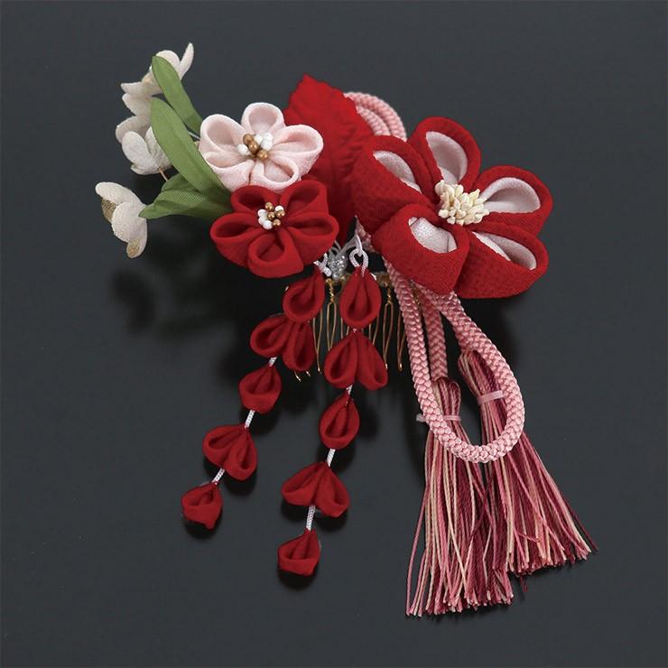 花しおり 髪飾り コーム ピン つまみ花に房紐飾り 藤下がり アカ 1792 ヘアアクセサリー つまみ髪飾り 房 房紐 赤 ピンク 古典 はんなり 即日発送可 Hshz1792 1 街着屋 きもの遊び 通販 Yahoo ショッピング
