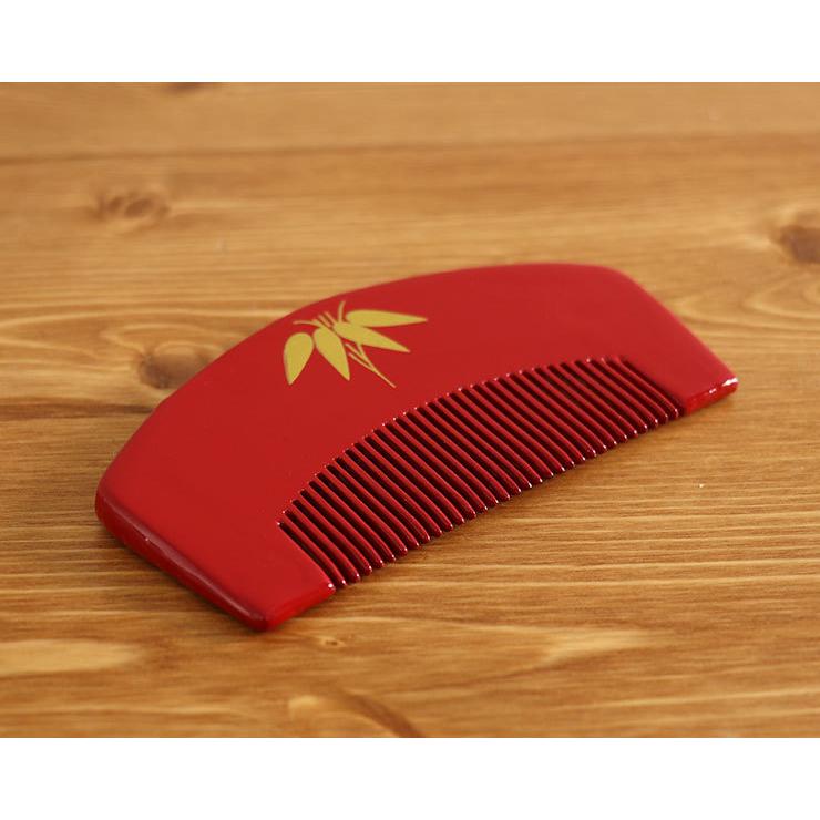 花しおり」髪飾り（櫛・コーム）桜櫛（朱赤 5843-1）櫛簪 赤 金 桜