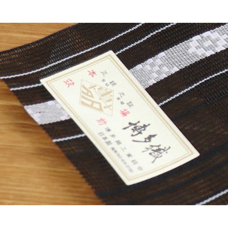 本場筑前「博多織」紗夏帯 - 献上柄 華皿 (黒) 正絹 半幅帯 単衣 本場筑前「博多織」紗夏帯 - 献上柄 華皿 (黒) 正絹 半幅帯 単衣