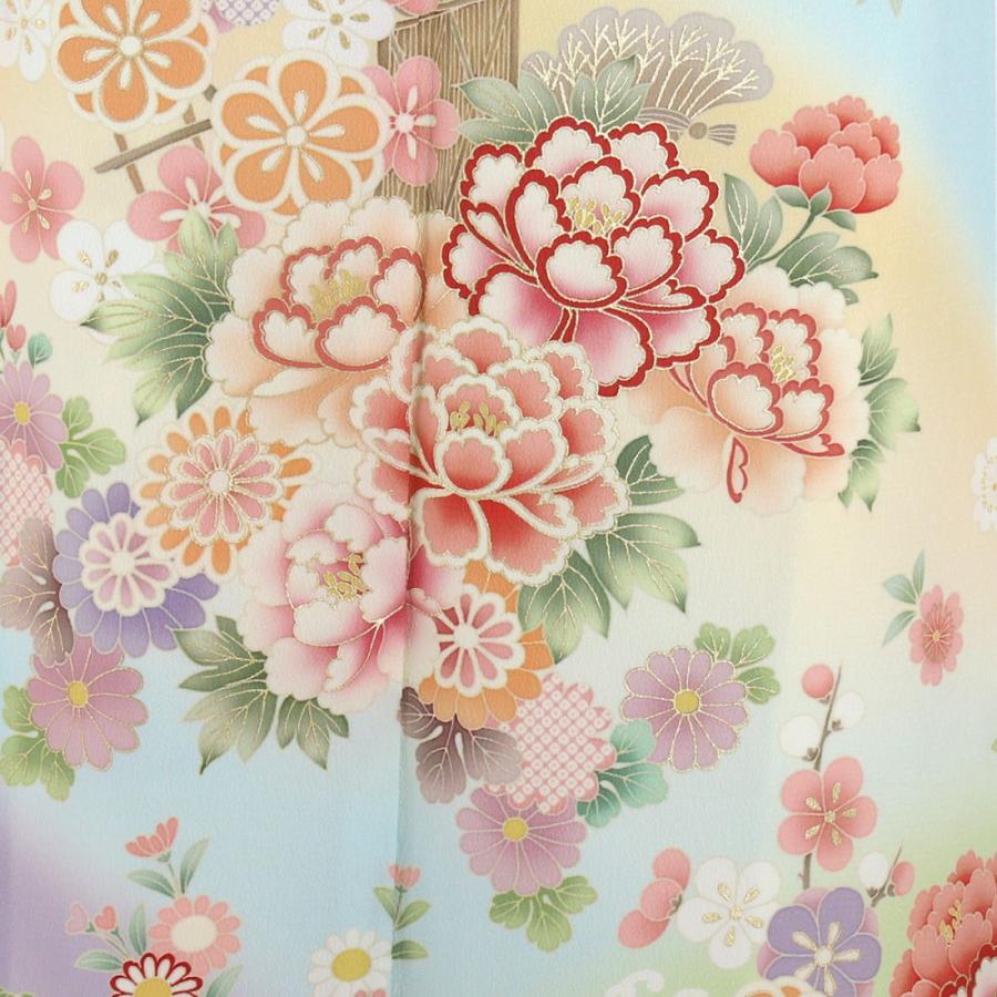 JAPAN STYLE」お仕立て上がり洗える着物 訪問着 袷 牡丹に梅（水色×紫