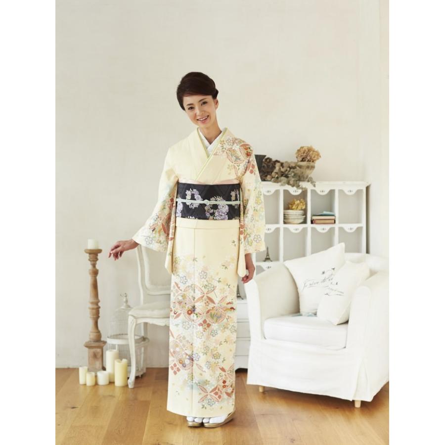 JAPAN STYLE」お仕立て上がり洗える着物 訪問着 袷 七宝に桜（淡黄/JL 