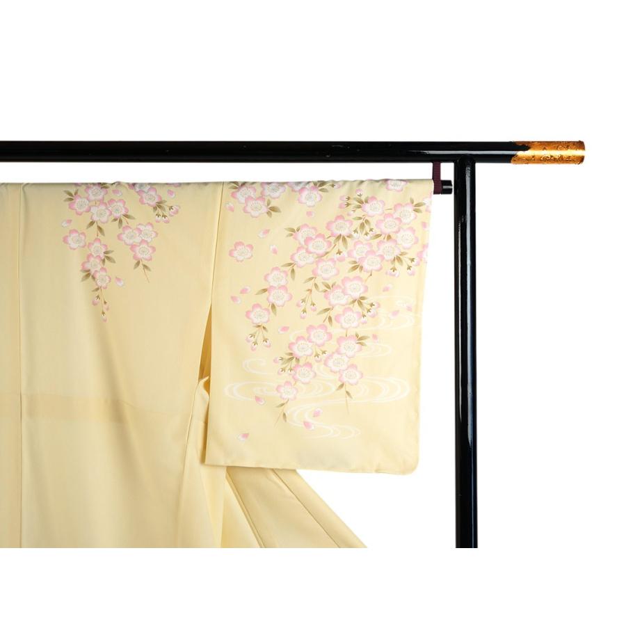 D583 訪問着　枝垂れ桜　流水　正絹　着物　袷　しつけ糸付き未使用極美品 machigiya_jpkm-4078