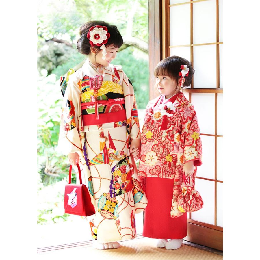 七五三 着物 7歳 フルセット 7才用 「紅一点」 女児着物セット 七五三 着物 7歳 フルセット 7才用 「紅一点」 女児着物セット