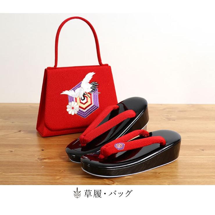 七五三 着物 7歳 フルセット 7才用 「紅一点」 女児着物セット 正絹