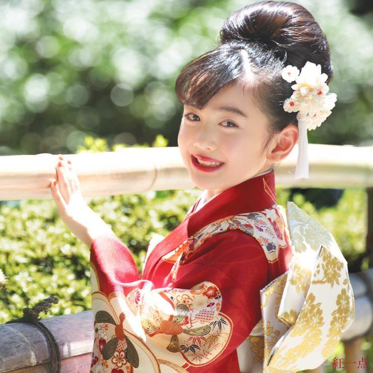 七五三 着物 7歳 正絹 フルセット 購入 セット 紅一点 女の子 橘 七五三 着物 7歳 正絹 フルセット 購入 セット 紅一点 女の子 橘