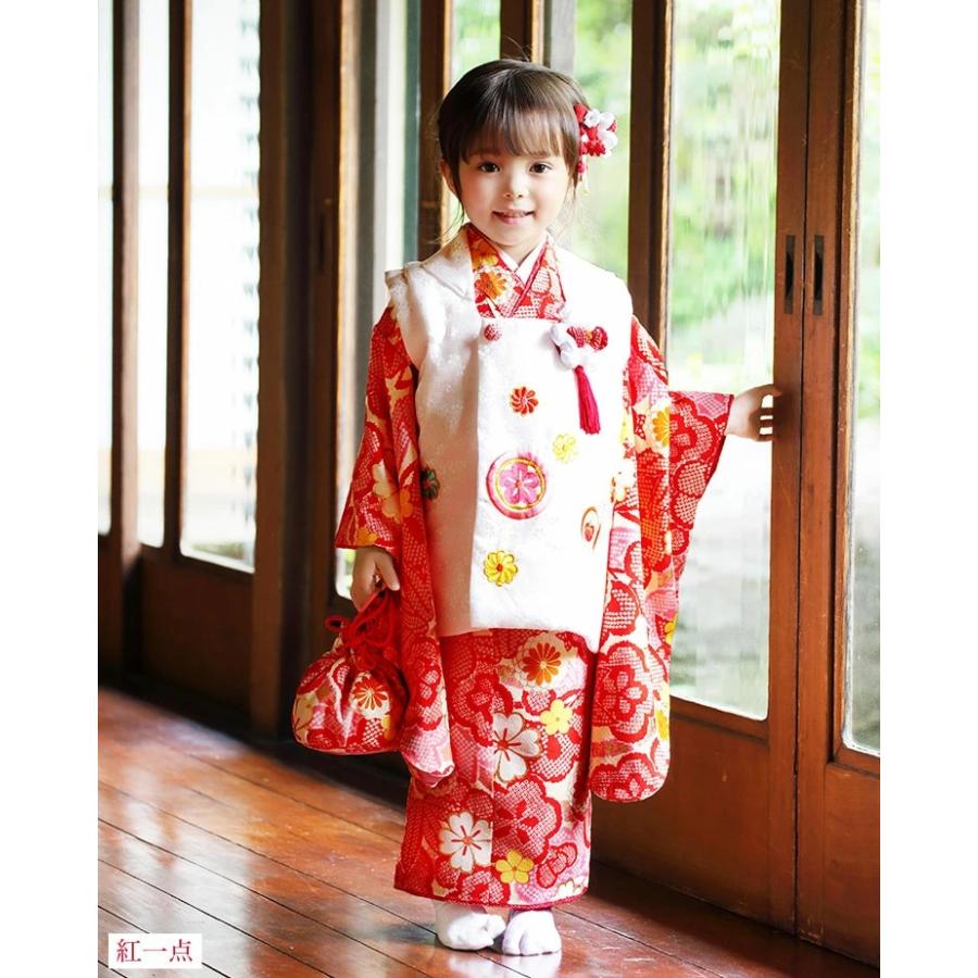 七五三 3歳 女児 被布 着物 セット 正絹 ヒッタ花遊び 赤 ピンク 七五三 3歳 女児 被布 着物 セット 正絹 ヒッタ花遊び 赤 ピンク