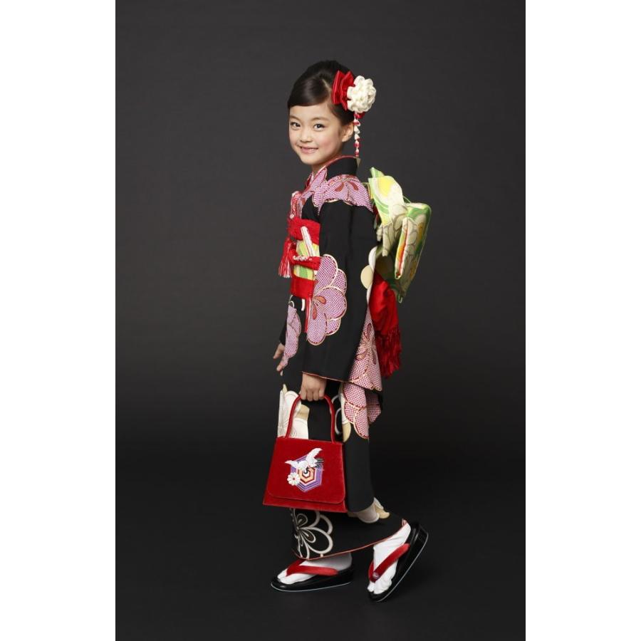 七五三 着物 7歳 フルセット 7才用 「紅一点」 女児着物セット - 正絹