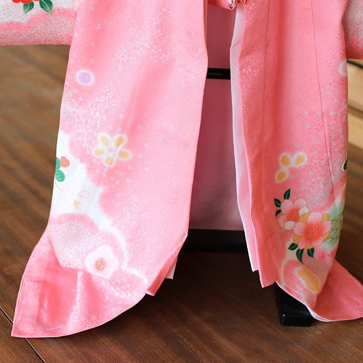 #10-119  正絹  女児  お宮参り  きもの　薄ピンク　絞り　鈴に桜 高級正絹産着女の子 お宮参り 正絹 1594 ﾋﾟﾝｸﾗﾒ 絞り桜 鞠刺繍 | 着物