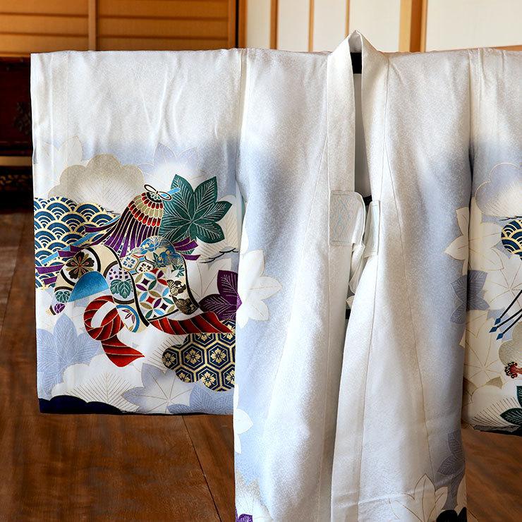 お宮参り 服装 男の子 初着 産着 鷹に鼓 白×青 正絹 一つ身 鷹 お宮参り 服装 男の子 初着 産着 鷹に鼓 白×青 正絹 一つ身 鷹