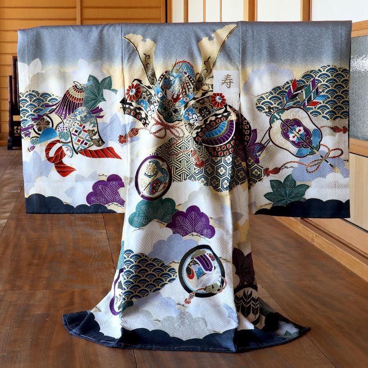 ★豪華刺繍兜 【日本製】お宮参り着物 男の子用 赤ちゃんの初着のお祝い 肌着付き ☆豪華刺繍兜 【日本製】お宮参り着物 男の子用 赤ちゃんの初着の