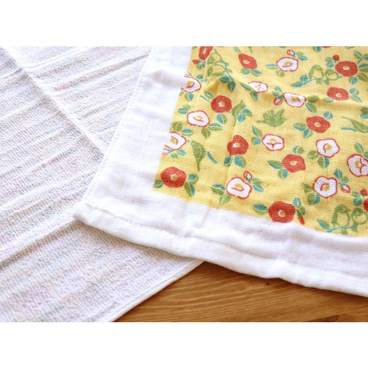 手ぬぐいタオル 椿（全2色）ツバキ ガーゼ手拭い パイル 手作り小物