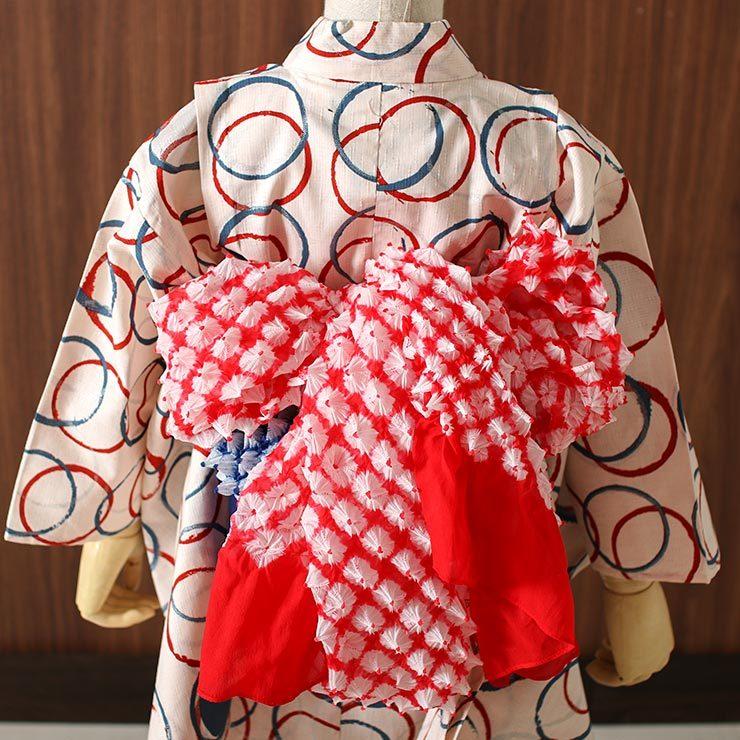 浴衣 子供 女 120cm対応 7歳 8歳 向け 仕立て上がり 染 リング ピンク