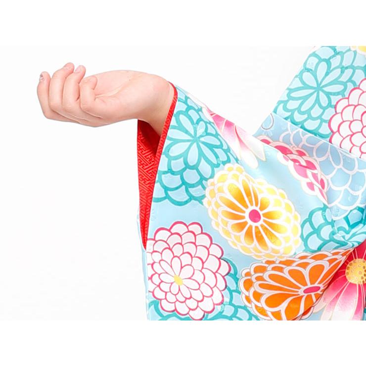 小学校卒業式 女の子 袴セット 菊づくし（水色 袴：ピンク）ジュニア