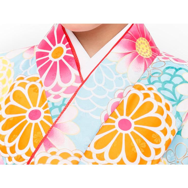 小学校卒業式 女の子 袴セット 菊づくし（水色 袴：ピンク）ジュニア