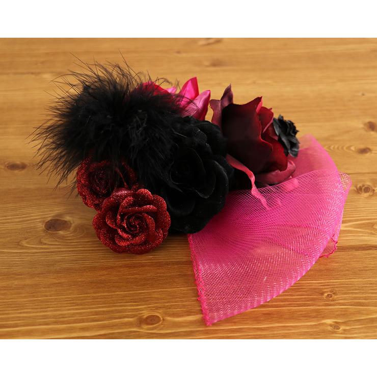 髪飾り コサージュ コーム ローズホースヘア（ピンク） ヘア