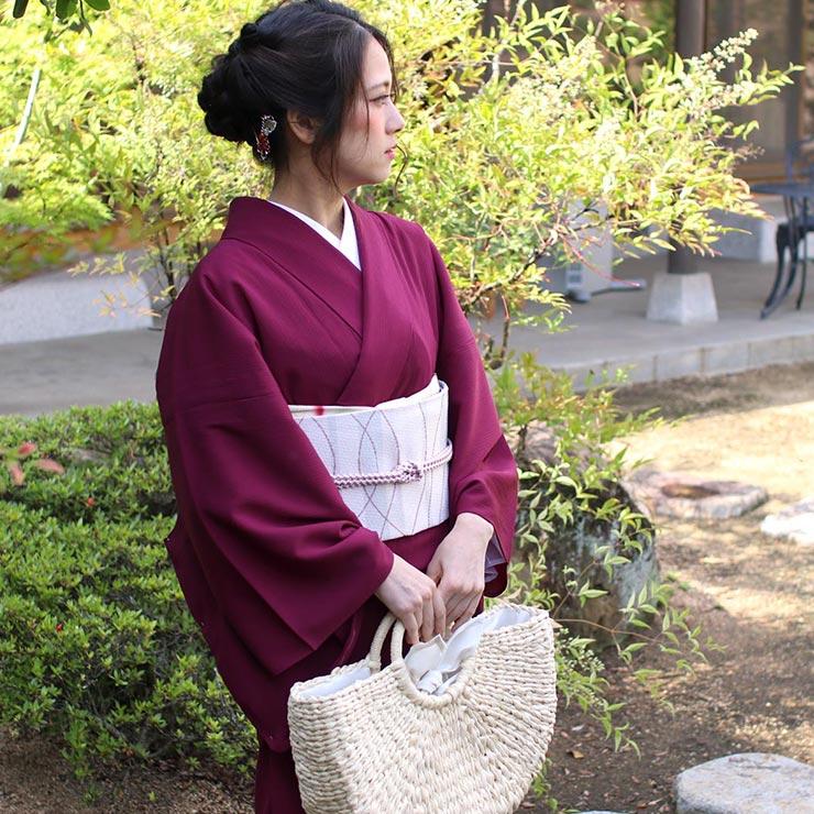 着物 単衣 洗える 色無地 楊柳 セオα 人気商品 臙脂色 エンジ 着物 単衣 洗える 色無地 楊柳 セオα 人気商品 臙脂色 エンジ