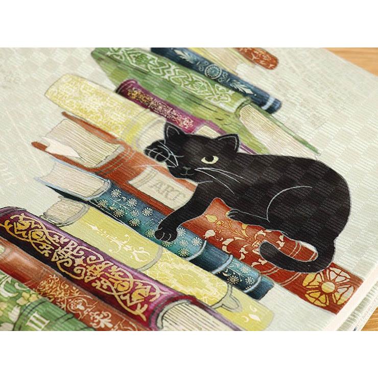 召しませ花」京袋帯（正絹 染）- お昼寝ネコ（サンドベージュ TK-87-A  