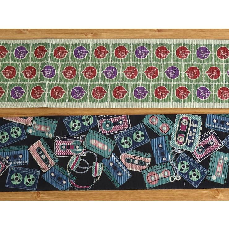 召しませ花」半幅帯 - レトロカセット（ネオン MH-73-A）- 機械 音楽
